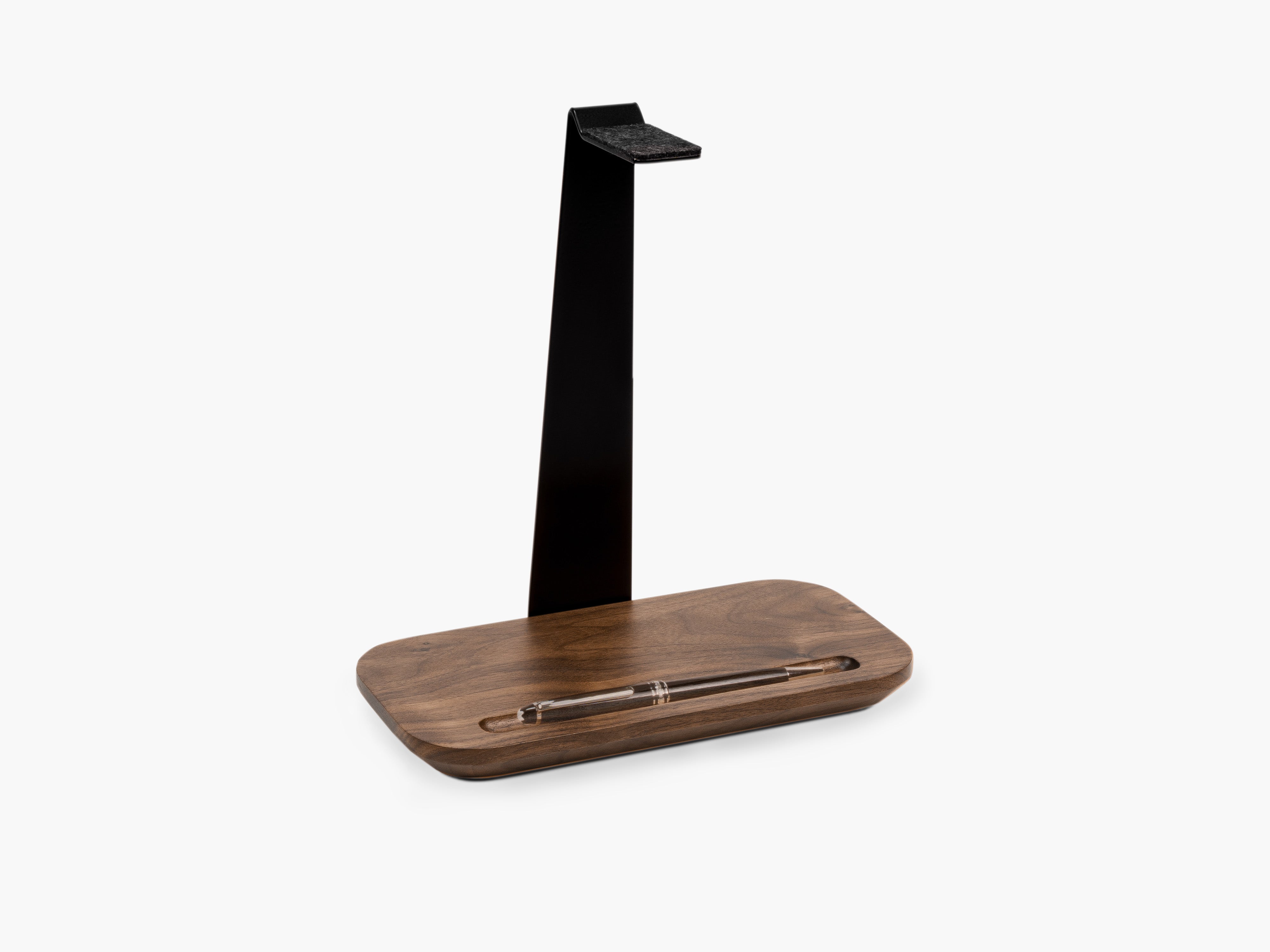 balolo, Kopfhörerhalter Solo, Organizer für Kopfhörer, hochwertiger Kopfhörerhalter, Walnussholz, Kopfhörerständer, headphone stand, headphone organizer, walnut, elegant headphone storage, desk organizer, #material_Amerikanischer Nussbaum