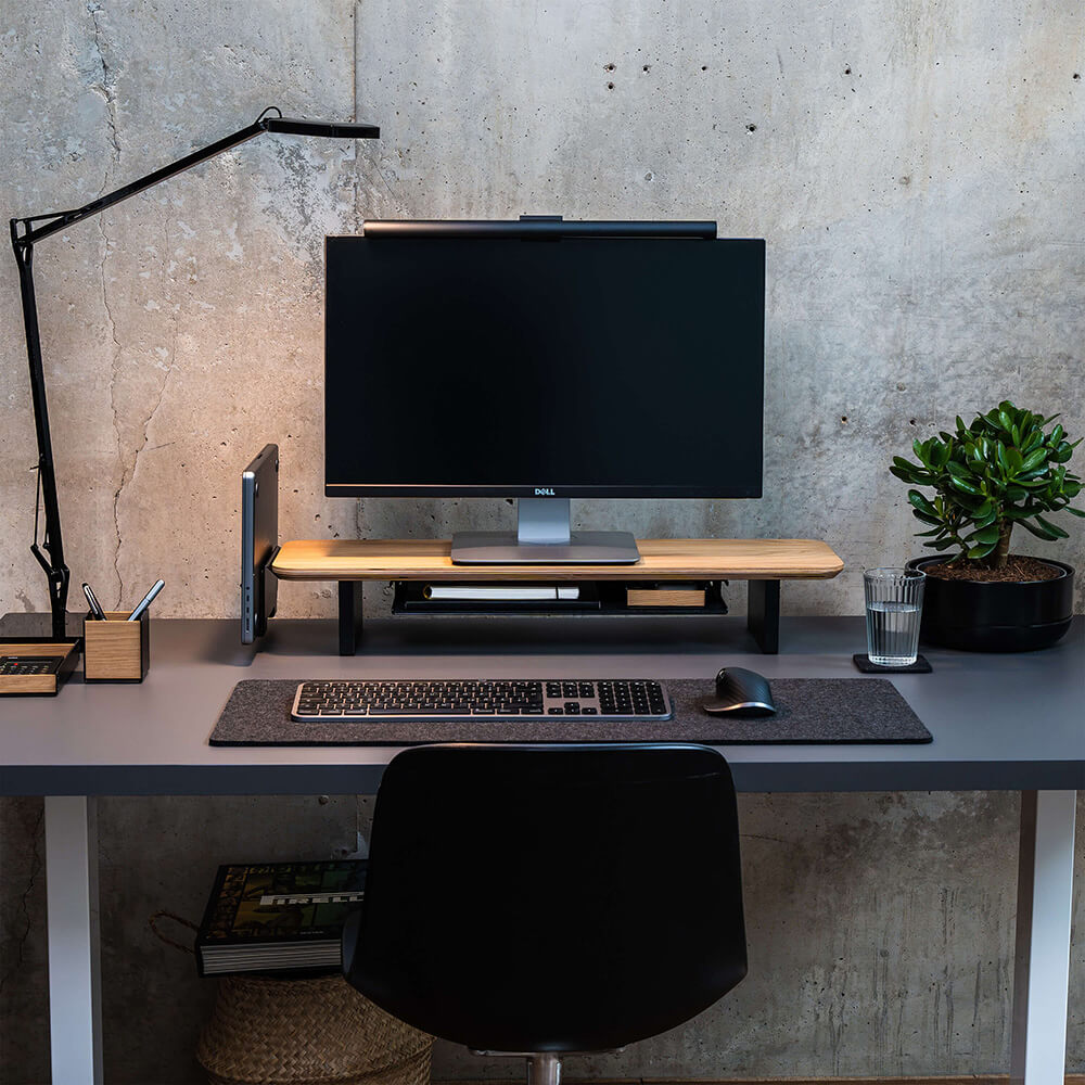 BALOLO, Setup Cockpit, Monitorständer, Monitorerhöhung, ergonomischer Arbeitsplatz, Arbeiten mit zwei Bildschirmen, Modulare Monitorerhöhung, Schreibtischzubehör, aufgeräumter Schreibtisch, organisierter Schreibtisch, Home Office, Büro, Schreibtischorganisation