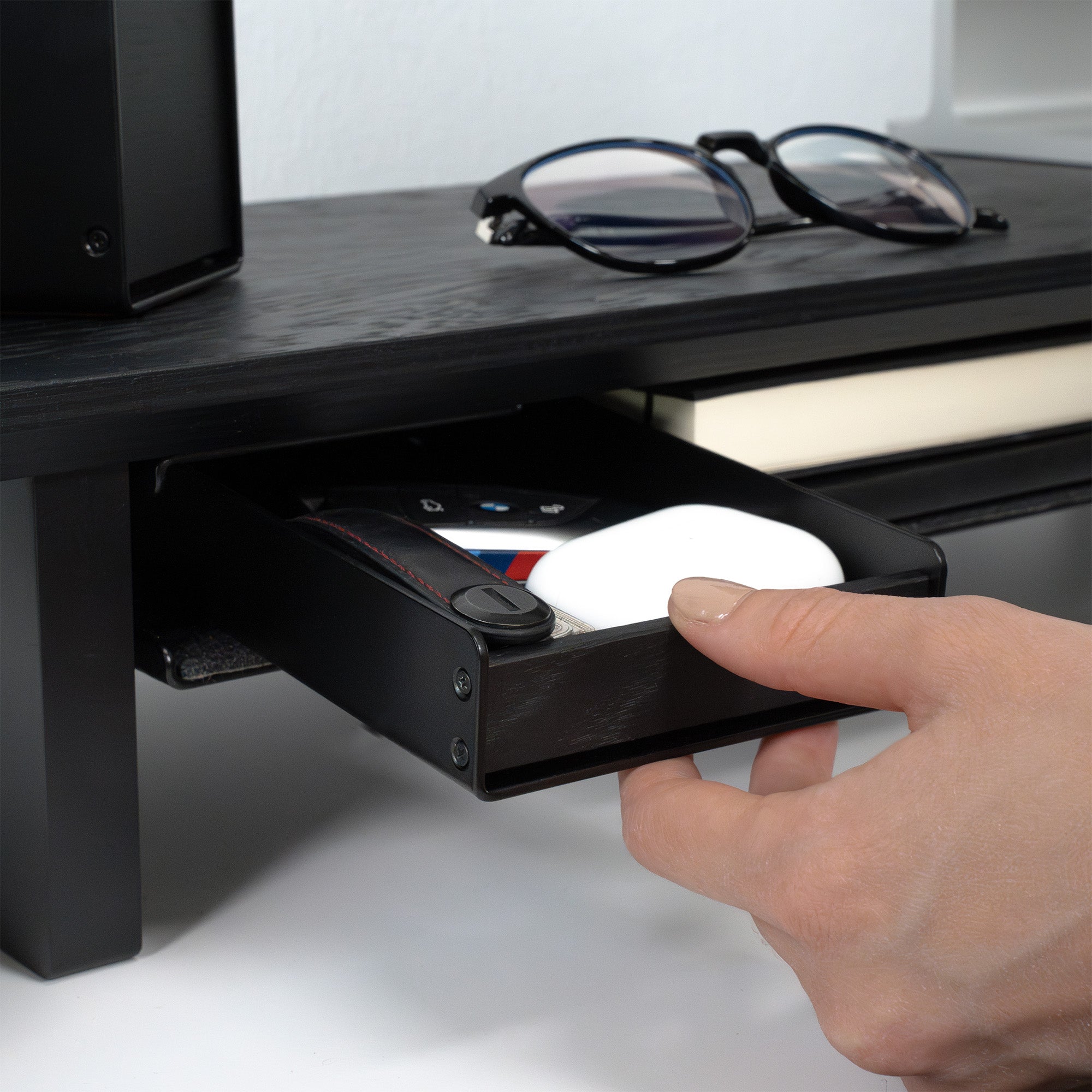 BALOLO, Setup Cockpit, Catch All Tray Large, Catch All Tray, Paper Tray, Pen Tray, Desk Organizer, Desk Organization, organized desk, organized workspace, monitor stand, desk shelf, monitor riser, work from home setup, office