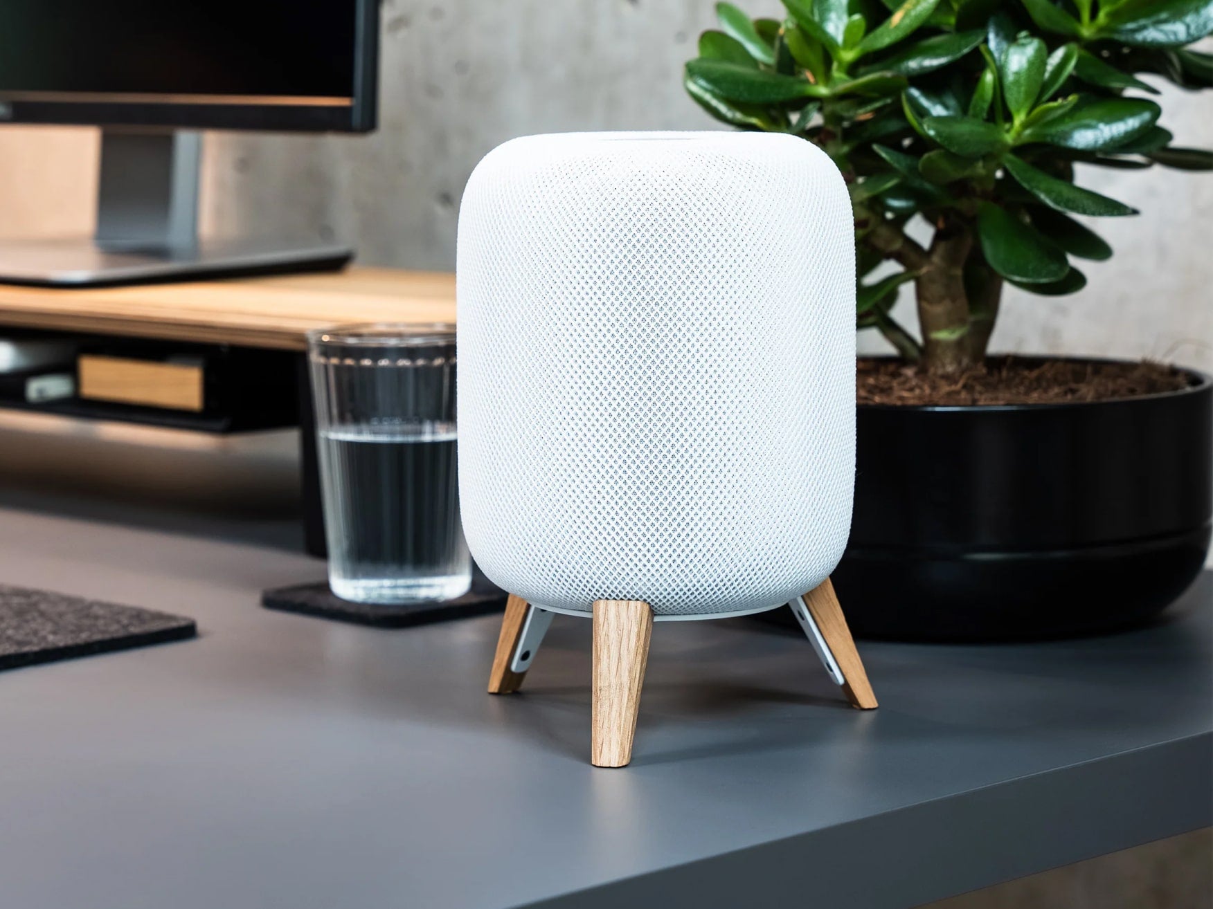 BALOLO, Apple HomePod, TriPod Max, smart speaker, smart speaker stand, home, living room, office, Apple, speaker stand, HomePod Ständer, Stahl, steel, minimalist living, American Oak, Eichenholz, @expand #material_Eiche