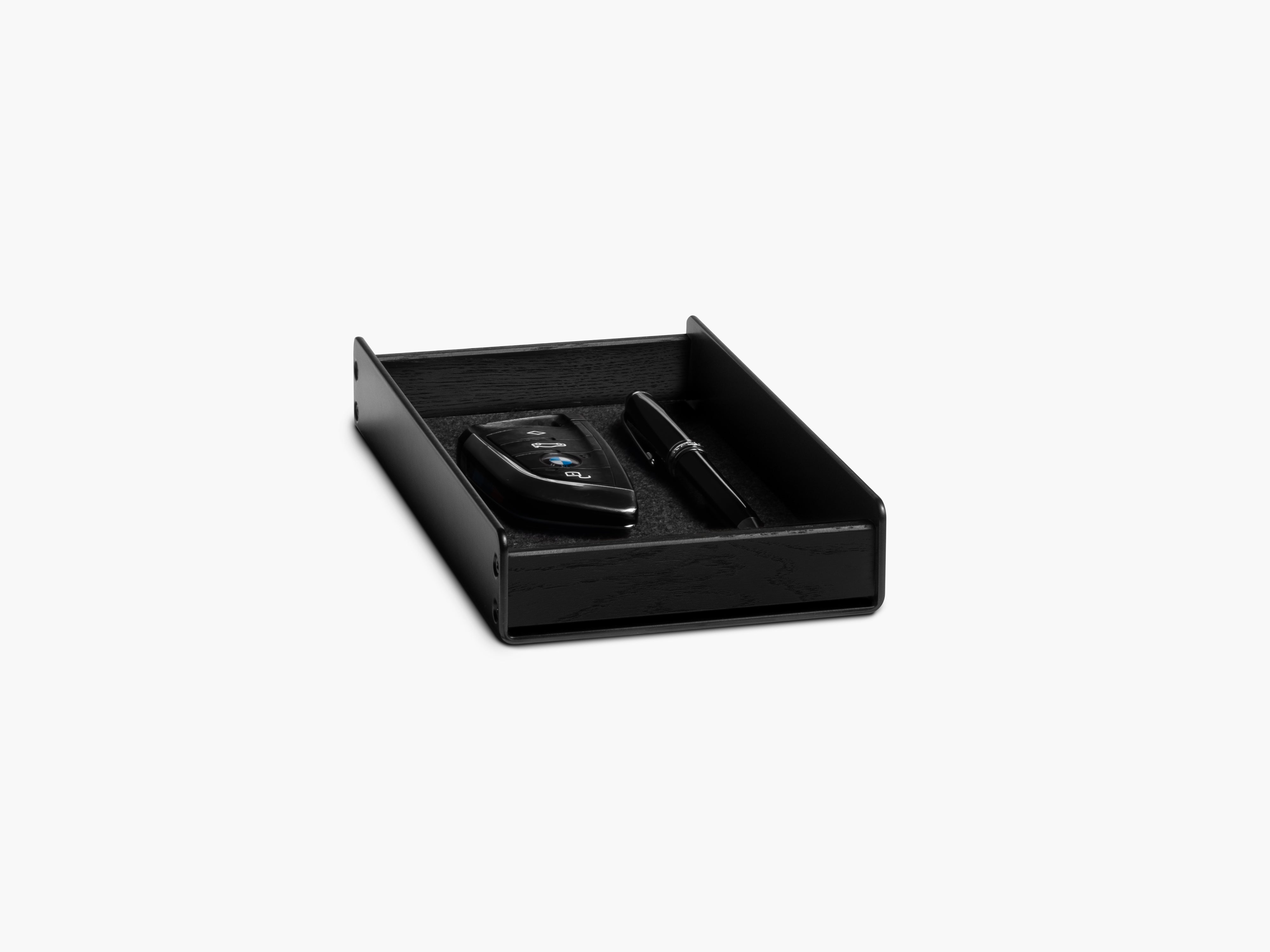 balolo, Stiftablage, Eichenholz, Stifthalter, Schreibtischzubehör, Stiftbehälter, Ordnung für Schreibutensilien, organisierter Schreibtisch, Catch All Tray, pen tray, pen holder, pen organizer, storage for pens, organization for desk utensils, organized desk, oak, all black, #material_All Black